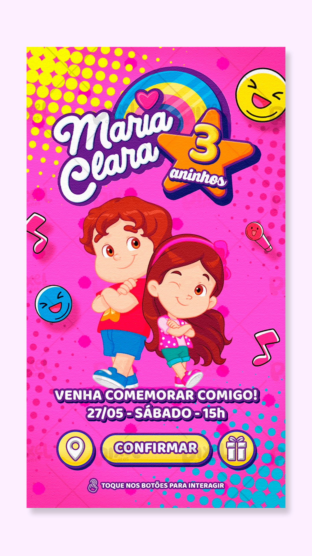 Convite Interativo Maria Clara E JP - Menina