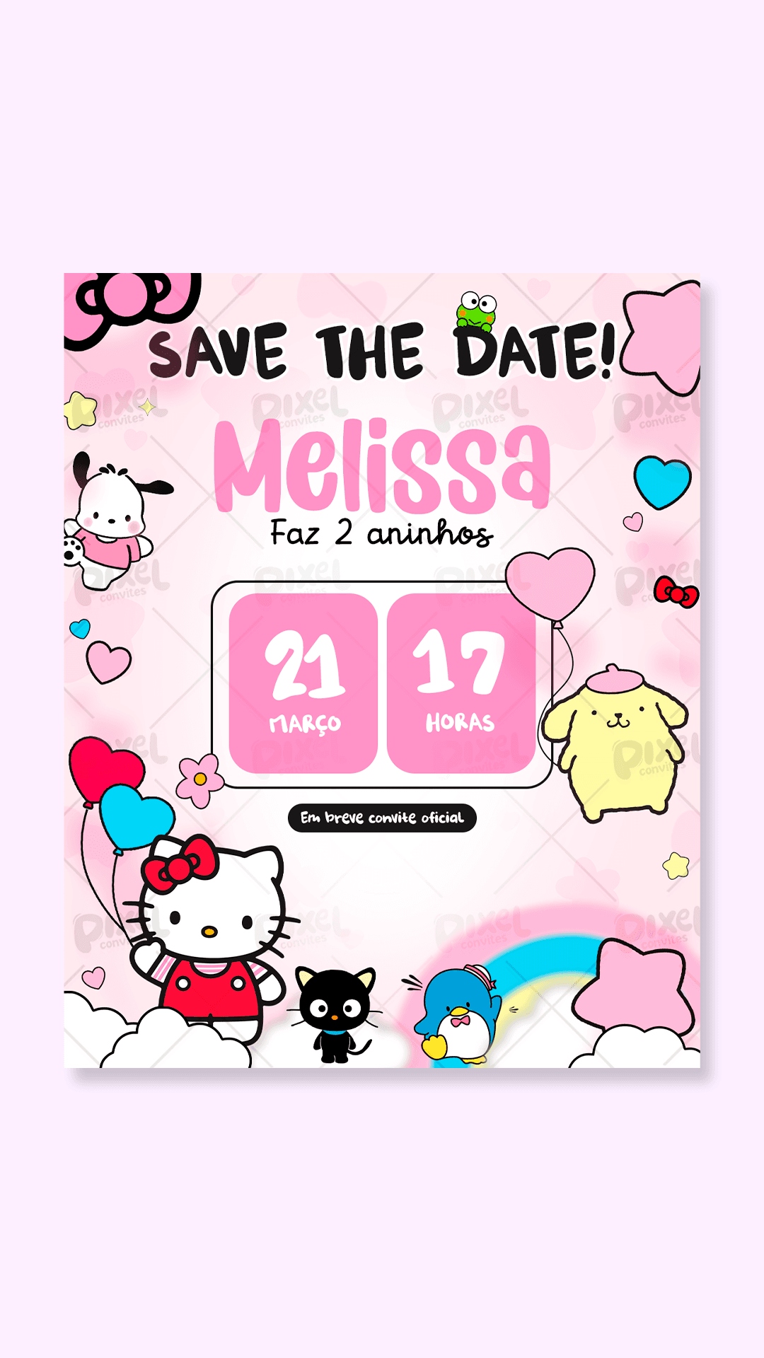 Save The Date Hello Kitty E Seus Amigos