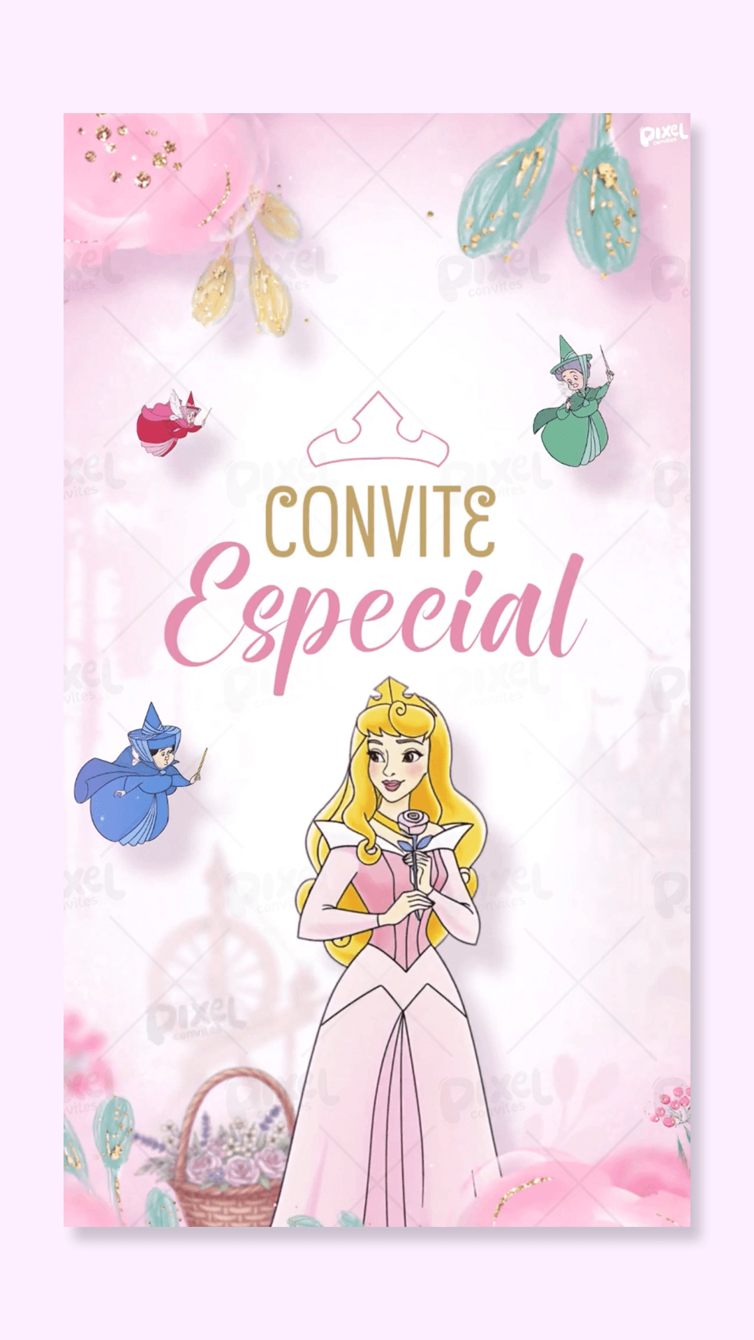 Convite Animado Aurora O Conto Da Bela Adormecida