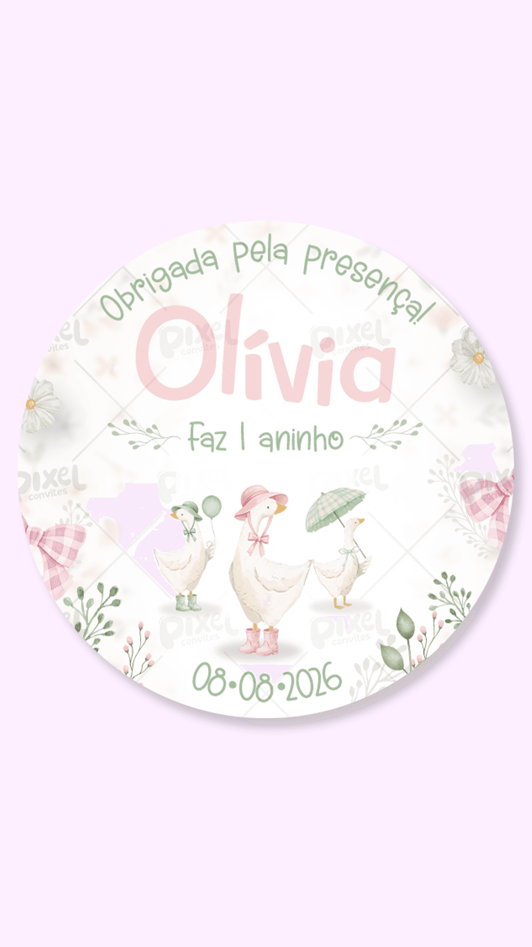 Tag Redonda Silly Goose A Festa Dos Gansos - Menina