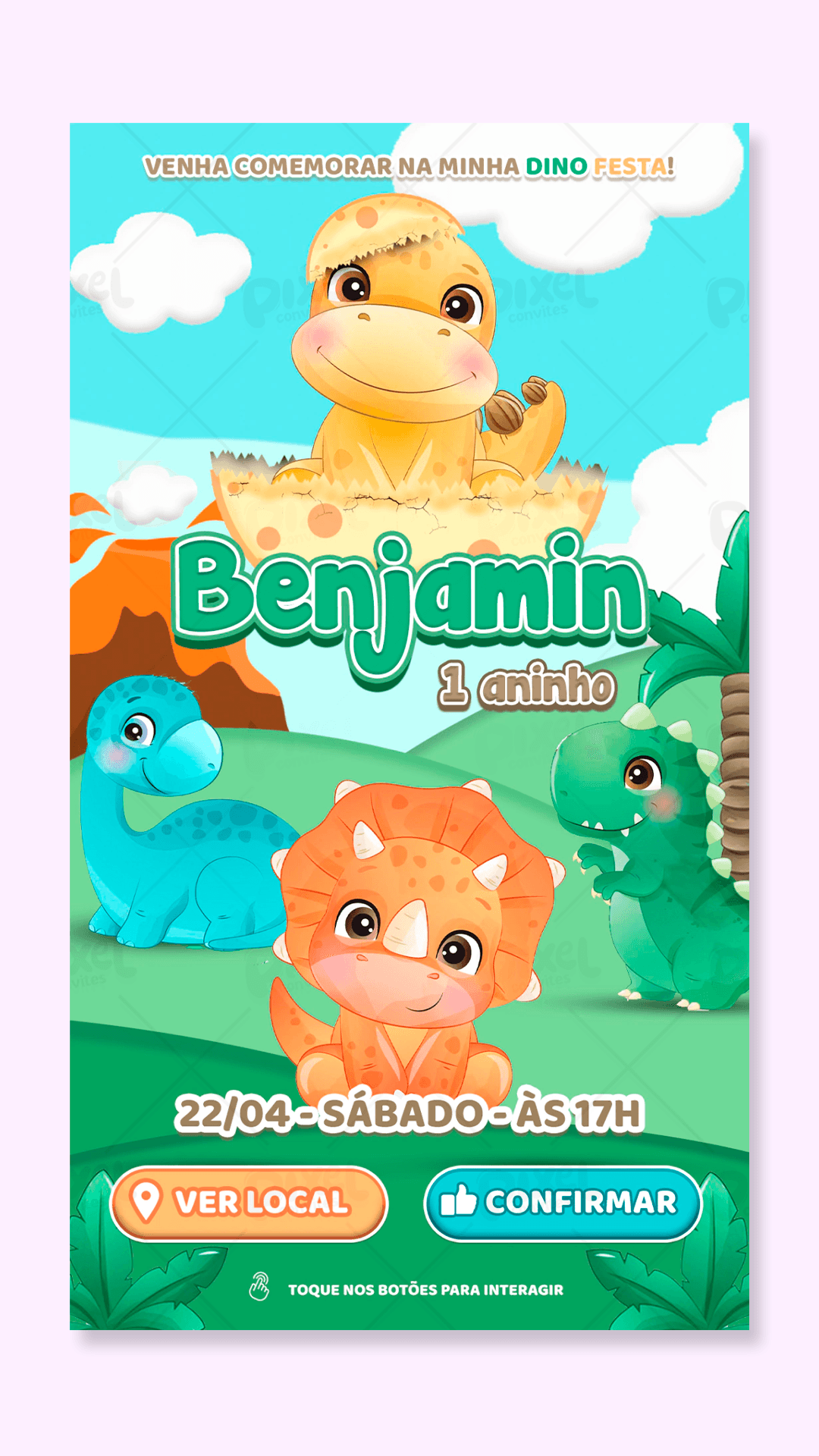 Convite Interativo Meu Pequeno Dino Baby