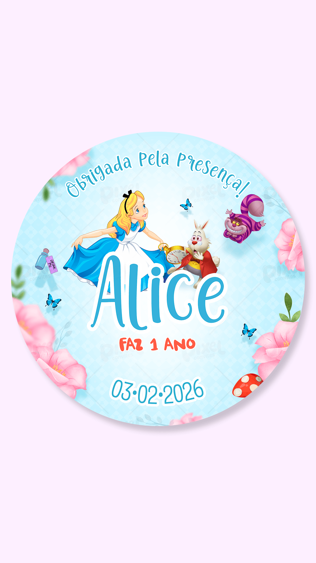 Tag Redonda Aventura de Alice no País das Maravilhas