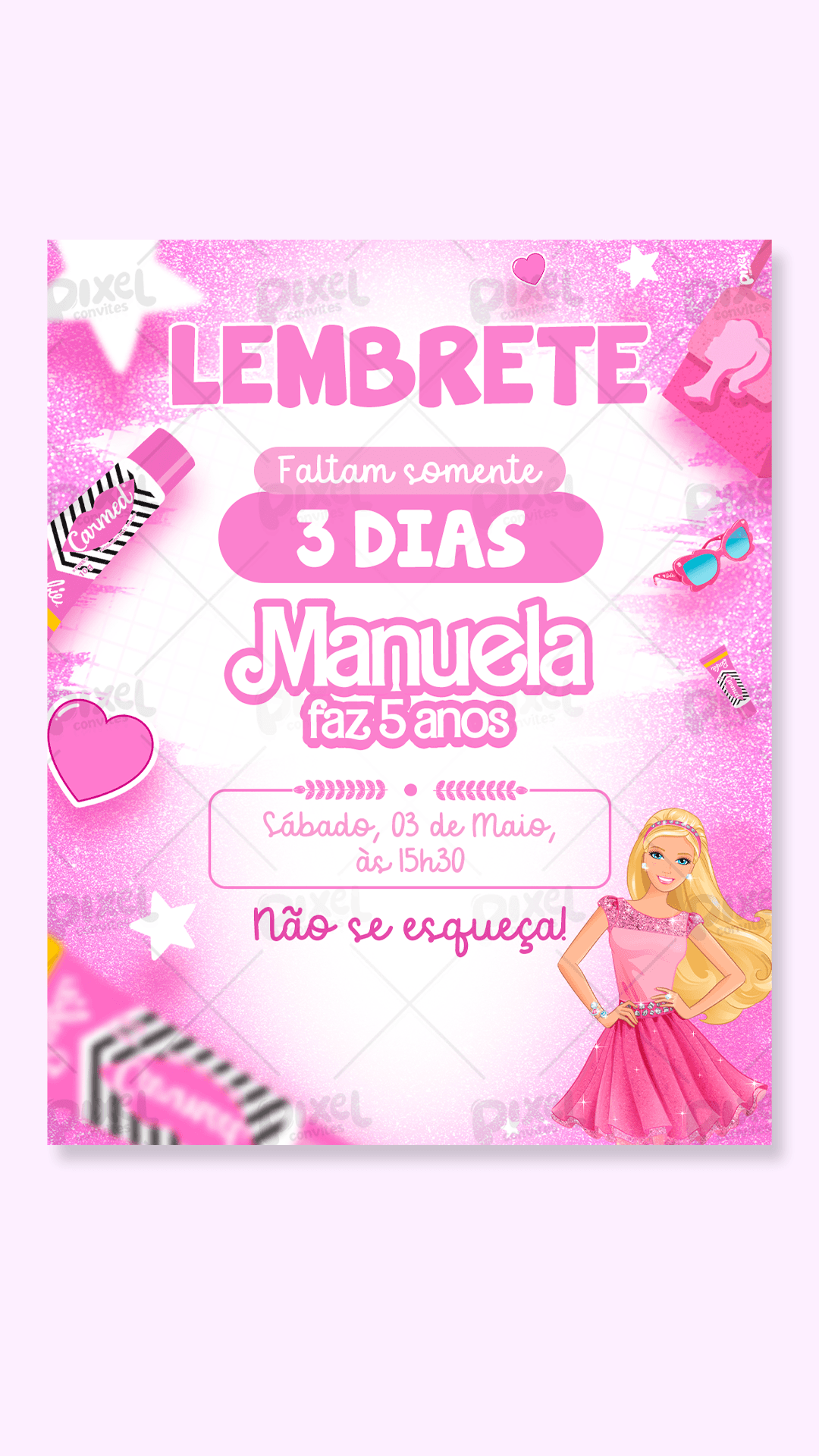 Lembrete Barbie Girl Brilho E Diversão