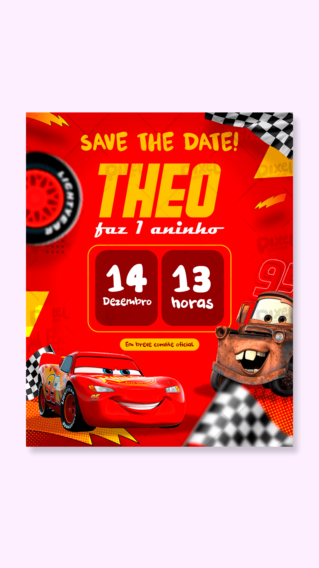 Save The Date Aventura com Relâmpago McQueen