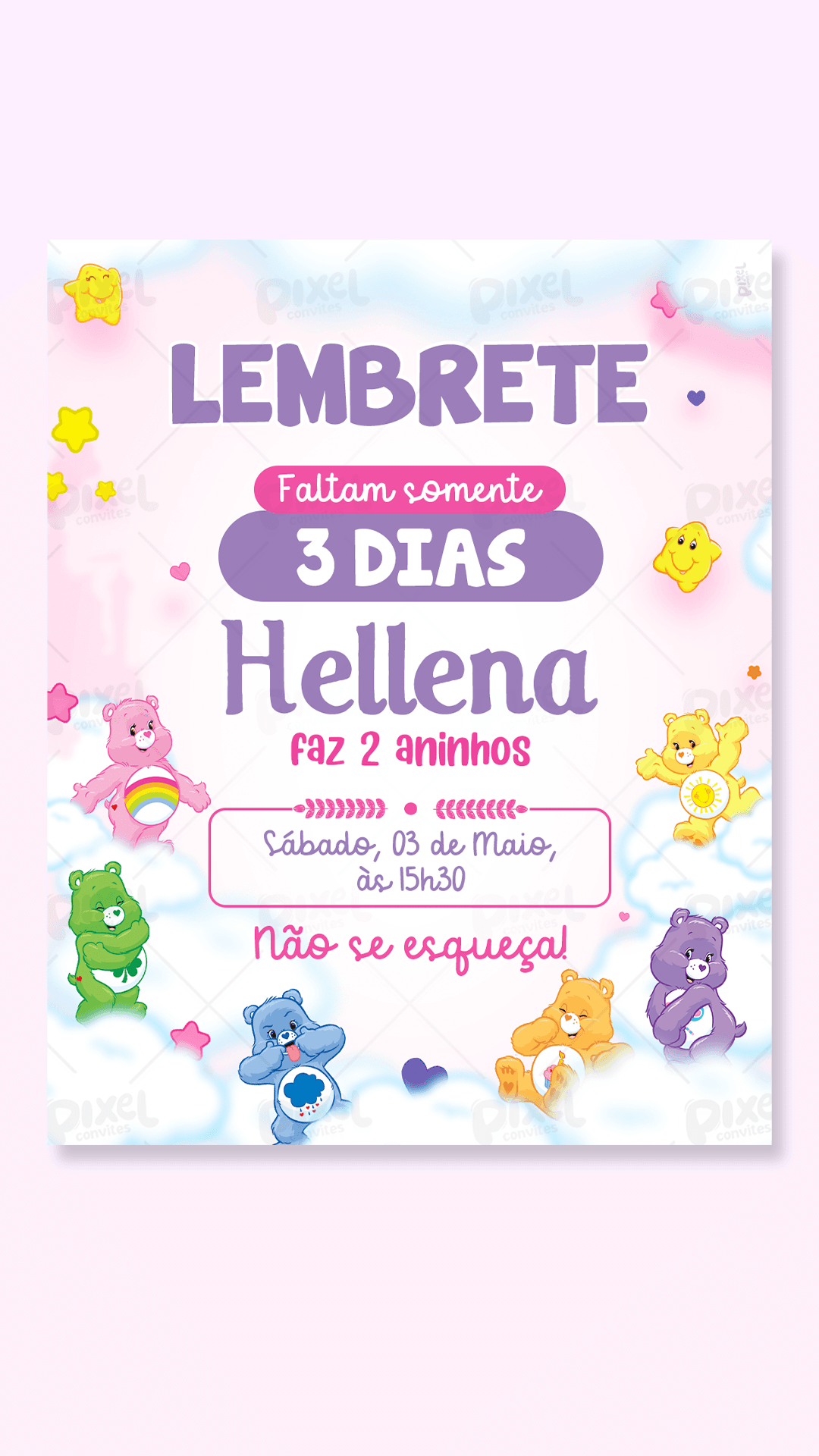 Lembrete Ursinhos Carinhosos Diversão Na Terra Do Carinho