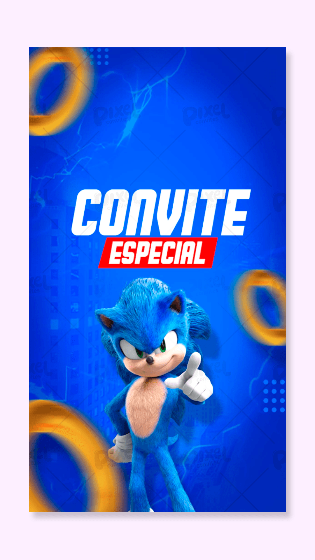 Convite Animado Sonic Velocidade E Diversão