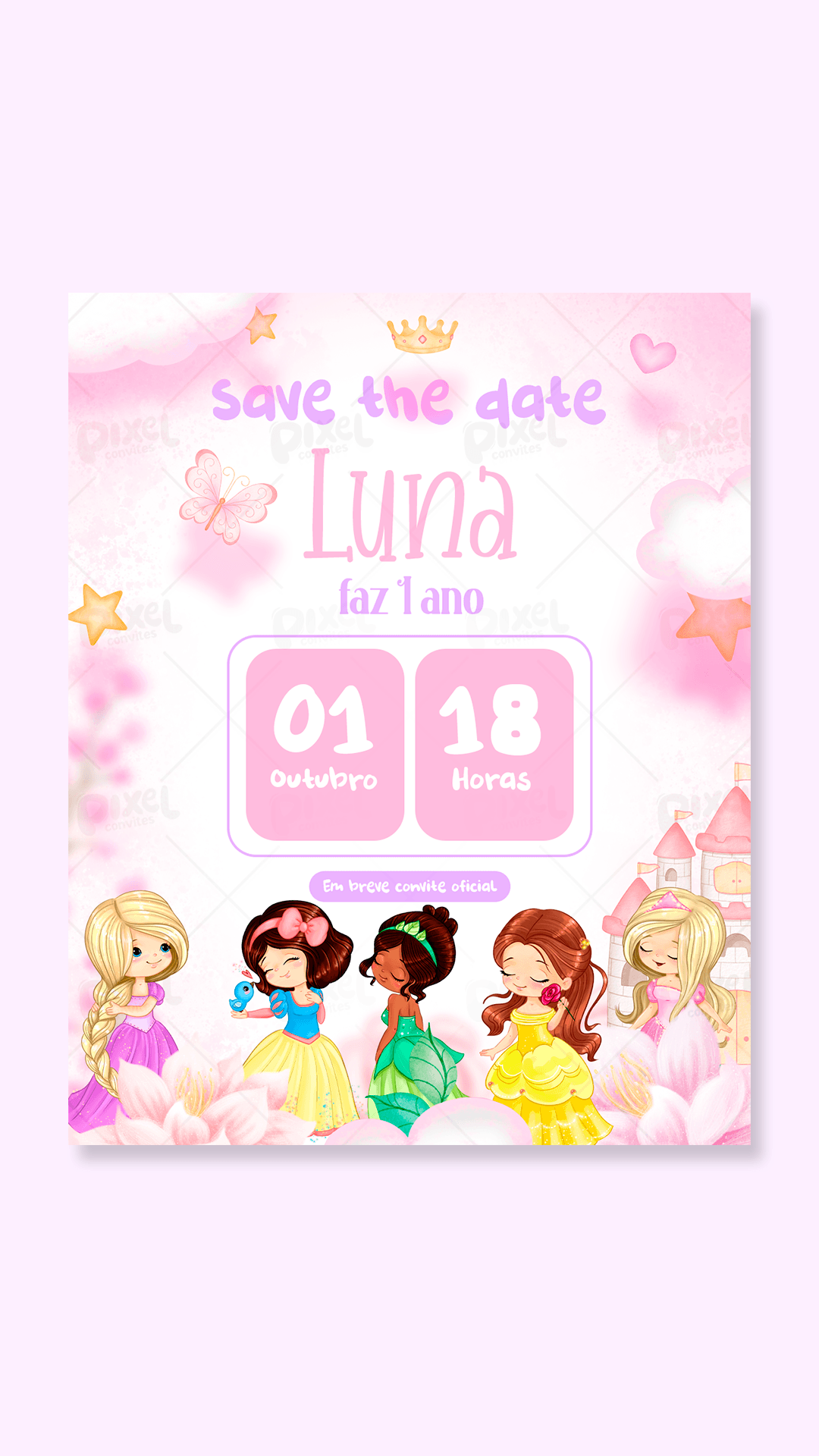 Save The Date Princesas Da Disney Baby Uma Nova Princesa No Reino