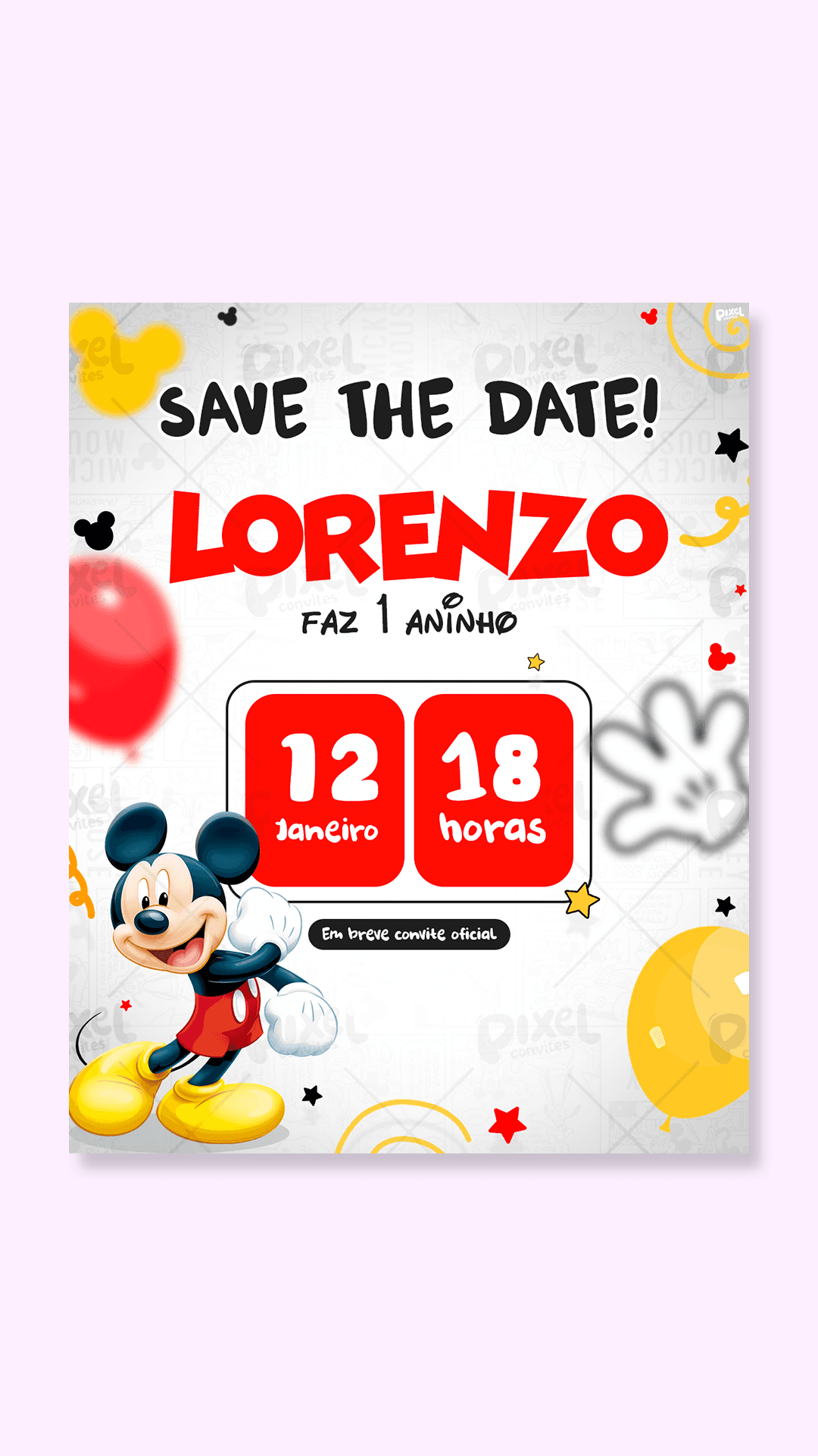 Save The Date Festa Do Mickey