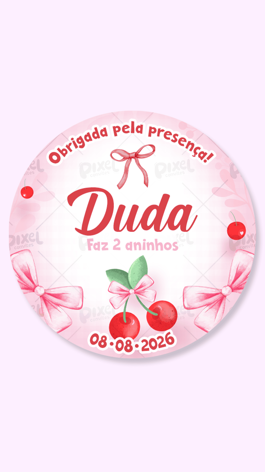 Tag Redonda Cerejas e Laços