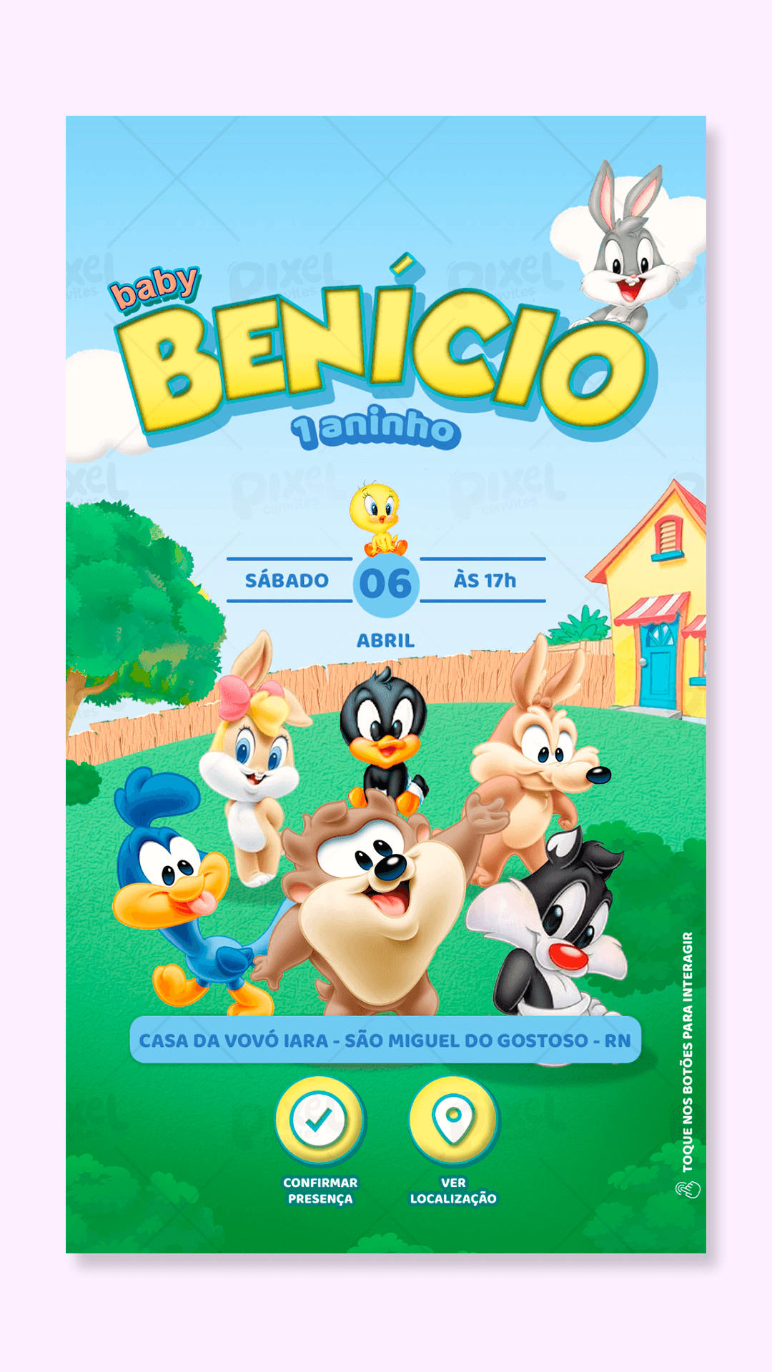 Convite Interativo Baby Looney Tunes
