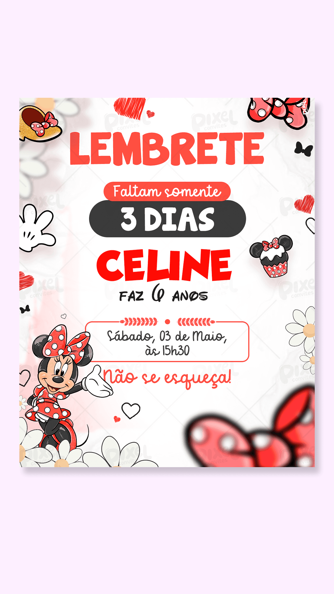 Lembrete Minnie Laços, Poá E Diversão