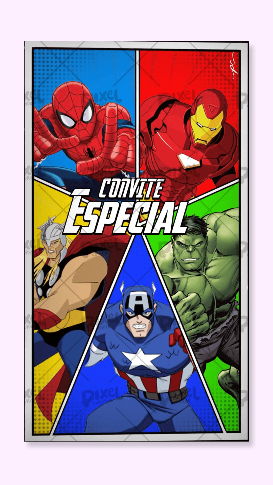 Convite Animado Vingadores Missão Dos Heróis