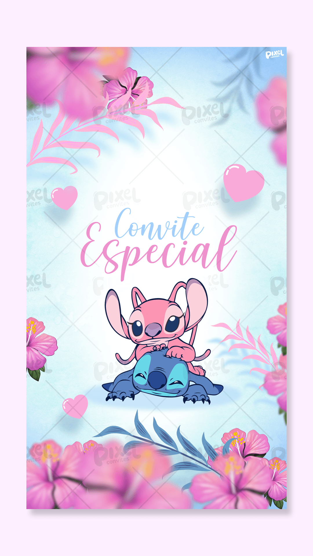 Convite Animado Aventura Com Stitch & Angel